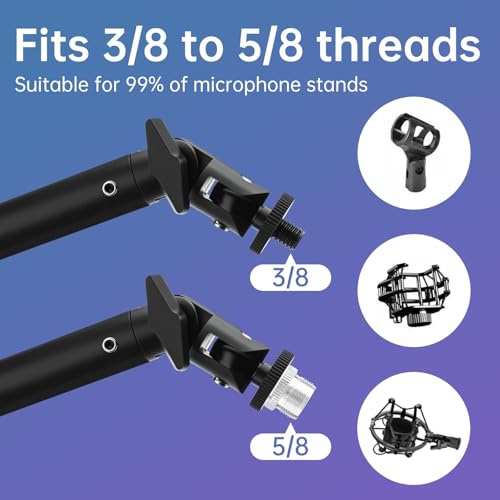 Microphone Stand Desk, Suspension Microphone Boom Arm Heightened Design with Desk Mount Clamp, 360° Rotatable,5/8" 3/8" Threads, Mic Table Arm for Podcast, Streaming,Gaming,Recording, Studio, Office