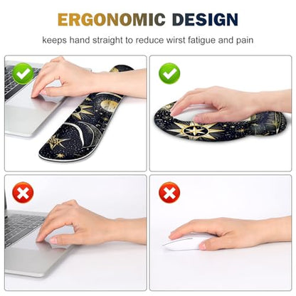 Gaming Mouse Pad, Large Desk Mat, Cute Desk Pad Protector, 4in1 XXL Mousepad + Keyboard Wrist Rest+Mouse Wrist Rest+Coaster Set with Ergonomic Desk Pad for Home Office PC Computer, Stars and Moon - color: Stars and Moon