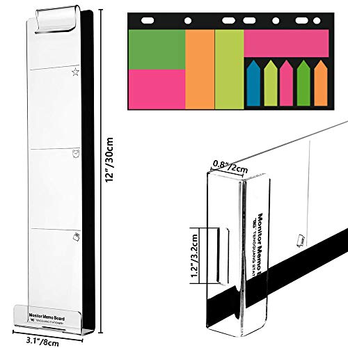 Barelove 2 Pack Monitor Memo Board (Left & Right) + Sticky Notes, Office Desktop Computer Students Accessories Multifunction Acrylic Screen Message Pad Side Panel - style: Left & Right