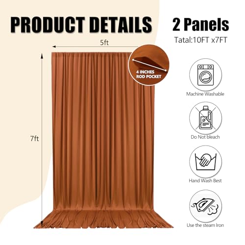 10ft x 7ft Dark Brown Backdrop Curtains for Parties, Fabric Satin Background Curtain with Rod Pockets for Weddings, Birthday, Baby Shower, Photography, Graduation Party Backdrop Drapes, 2 Panels - color: Dark Brown