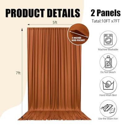 10ft x 7ft Dark Brown Backdrop Curtains for Parties, Fabric Satin Background Curtain with Rod Pockets for Weddings, Birthday, Baby Shower, Photography, Graduation Party Backdrop Drapes, 2 Panels - color: Dark Brown
