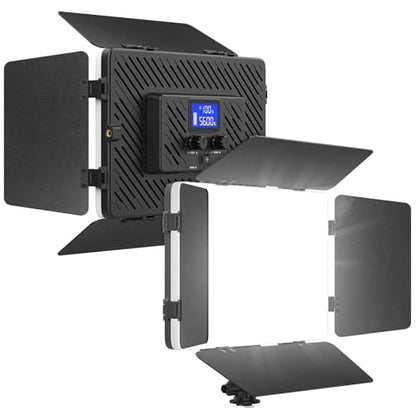 Unicucp Led Video Light Panel Light with Barn Doors, 4000mAh Rechargeable Camera Lighting, 2500K-8500K Photo Light for Outdoor Indoor Photography Live Streaming Zoom Calls Video Recording