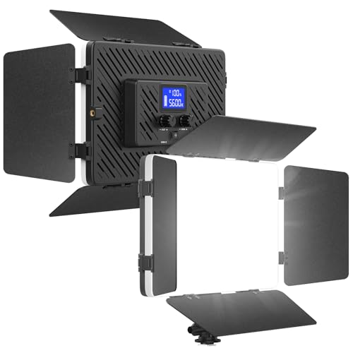 Unicucp Led Video Light Panel Light with Barn Doors, 4000mAh Rechargeable Camera Lighting, 2500K-8500K Photo Light for Outdoor Indoor Photography Live Streaming Zoom Calls Video Recording