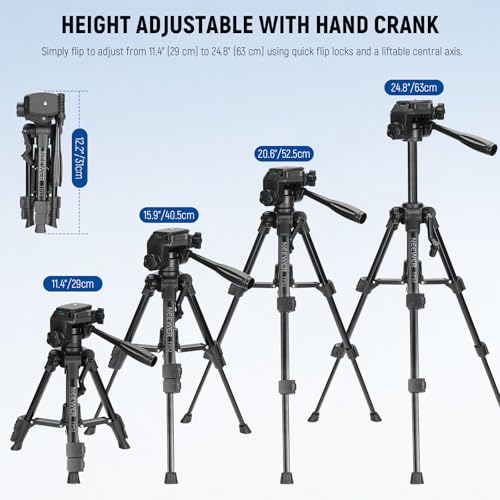 NEEWER Entry Level Version Mini Desk Phone Tripod Compatible with iPhone for Video Recording, Small Compact Table Top DSLR Camera Camcorder Webcam Stand, 3 Way Pan Tilt Head & Cell Phone Holder, TP52 - style: TP52