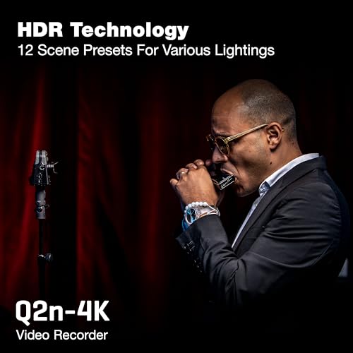 Zoom Q2n-4K Video Recorder for Music, Podcasts & Streaming with 4K Video, Stereo Microphones, Webcam Mode | 4k/30p Video, 150 Degree Wide-Angle Lens, Built-in Xy Stereo Mics, 48 Khz/24-Bit Audio, USB Webcam, Microsd Slot