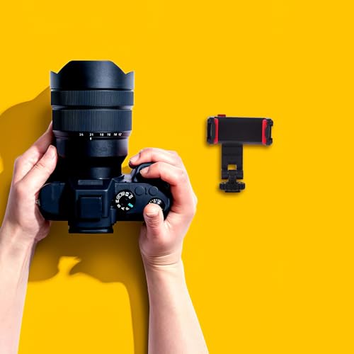 Hot Shoe Phone Clamp and Rotating Phone Holder Adapter for Tripod, Plastic Camera Mount Compatible with DSLR Hot Shoe, Selfie and Vlogging Accessory for Smartphone Photography