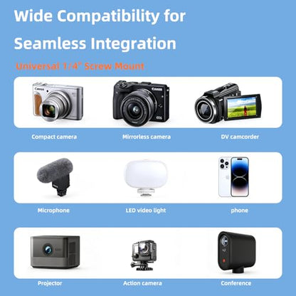 One-Click Mini Desktop Tripod for Camera, Phone & Action Cam, Adjustable Foldable Stand for Streaming, Zoom Meetings, Vlog Recording & Content Creation