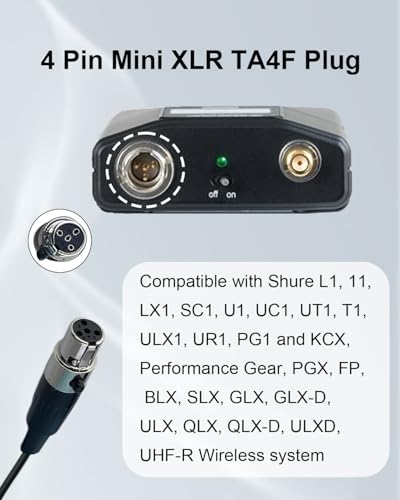 Ta4f Plug Lavalier Lapel Microphone for Shure Wireless Transmitter, 1.5M Wired Unidirectional Condenser Mic for YouTube, Lectures, Living Performance - Mini XLR Ta4f Plug