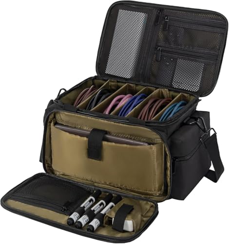 AKOZLIN Cable File Bag with Detachable Dividers for DJ Gear, Sound Instrument Accessories - color: Green-Black, size: 5 Dividers-13"x8"x7"