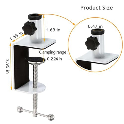Desk C-Clamp with 1/2" Thread Hole, C Clamp for Microphone Stand, Adjustable Metal Table Clamp on Desk Lamp, Black Desk Lamp Clamp for Swing Arm Magnifying (4, white) - color: White
