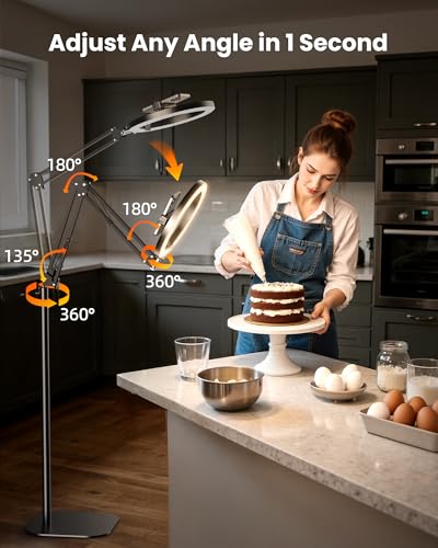 Ring Light with Stand Tripod for iPhone – Upgrade 1800 Lumens 10” Overhead Phone Tripod with Light, 2X Brighter Lighting for Video Recording, TikTok, YouTube, Streaming & Content Creator Essentials - size: 70.8" tall - Clip-On (High Brightness)