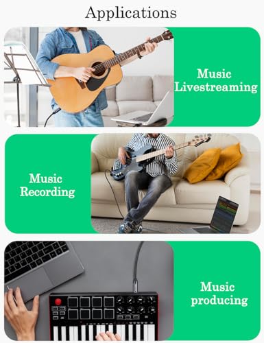 DUKABEL USB Guitar Cable, USB-A to 1/4 TS Cord for Guitar Recording, 8Feet/2.4Meter Instrument Mono Cord for Bass, Mixer, PC, Laptop(Donot Work with RockSmith) - style: USB to 1/4 inch