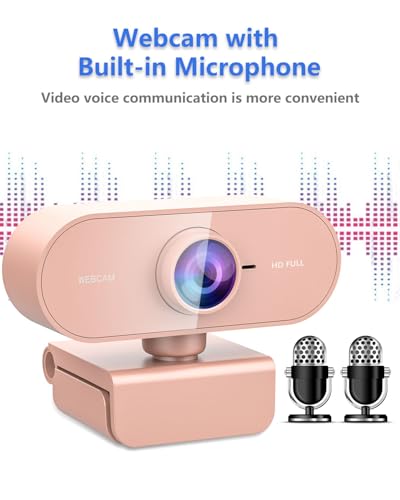 Webcam for PC&1080P HD Web Cam,Webcam with Microphone,Stand for PC/MAC/Laptop/Desktop,Wide Angle Web Cameras for YouTube,Skype,Zoom,Xbox One,Video Calling,Studying Pink - color: Pink -PC, style: 1080p webcam