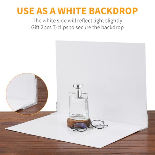 SITTO 2-in-1 Product Photography Backdrops, Flat Lay Photo Boards with 2Pcs Bracket, 17x12 Inch Silver and Bright White Photo Reflector Cardboard for Makeup,Jewelry and Other Small Product - color: White