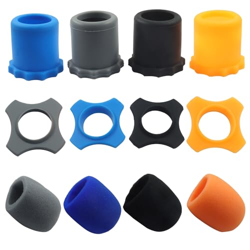 12 Pack Wireless Handheld Microphone Protection Kit | Bottom Rod Sleeve Holder, Windscreen Foam Cover, Shakeproof Anti-Rolling Silicone Ring, For Studio, KTV
