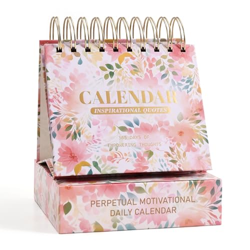 365 Bright Every Day Daily Flip Calendar with Inspirational Quotes - Motivational Perpetual Calendar Desk Office Home Decor for Women, Gifts Desk Accessories for Girls Positive Affirmations - color: Flower theme 2