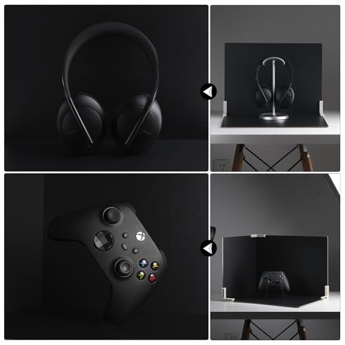 Product Photography Backdrop Boards, 3 Pack Double-Sided Black and White Photo Background, Waterproof Tabletop Backdrop Set for Small Products, Jewelry, Cosmetics, 12 x 12 & 12 x 16 Inch