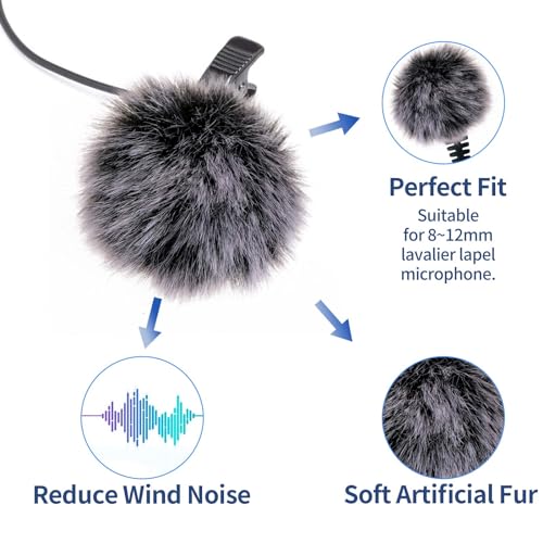 Microphone Cover Furry Windscreen & Foam Cover Set for Lavalier Lapel Microphone Microphone Cover Professional Lapel Headset Windscreen Foam Cover Set