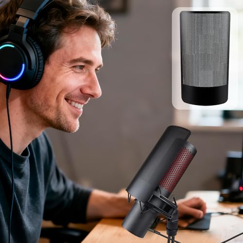 SOULWIT Shield Microphone Pop Filter for HyperX QuadCast/S/2/2S, Mic Cover Foam with Metal Windscreen for Most HyperX Shock Mounts - Black