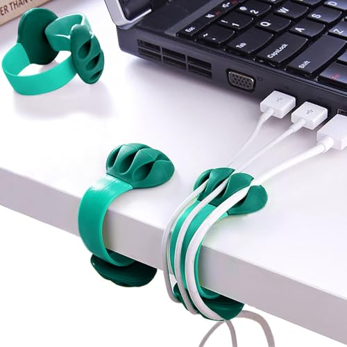 Cable Holder - Cord Organizer - Cable Management Clips - Wire Holder System -3 Packs Multipurpose Cable Clips for Phone Chargers, USB Cables - Home, Office, Nightstand, Desk Organizer (Dark Green) - color: 3 pcs dark green