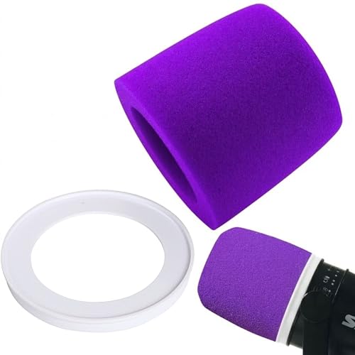 MV7 Foam Cover and Retainer Ring for Shure MV7 Pop Filter High-Density Colored Windscreen for Podcast Streaming Gaming (Purple) - color: Purple