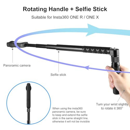 PULUZ Bullet Time Handle Tripod Rotating Grip | Insta360 X5/X4/X3/ONE RS/ONE X2, GoPro Hero 13/12/11/10, DJI Osmo Pocket 3, Desktop Tripod Stand, Action Camera Selfie Stick