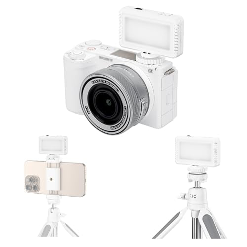 Kiwifotos Mini LED Video Light for Sony ZV-E10 II ZVE10 ZV-1F ZV1F ZV-1 II ZV1 Canon PowerShot V1 EOS R50 V & More Cameras, Flash Attachment Accessories for Vlog Shooting Record, Portable Rechargeable - color: White