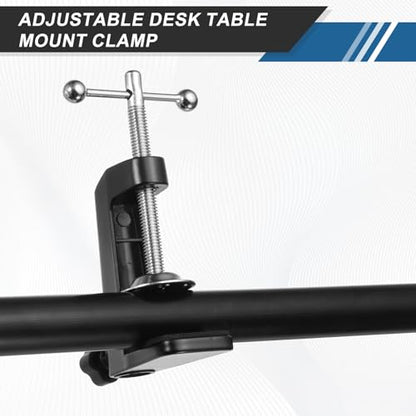 HARFINGTON 2 Pcs Metal Table Clamp Mount 2.3" Hole Dia Clamp for Desk Lamp Mount Stand Universal Cantilever Bracket with Adjustable Screw Plastic Handle for Microphone Arm Lamp Stand, Black - size: 2.3", style: Plastic Handle