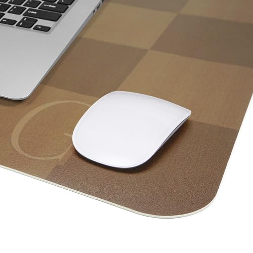 AFIING Brown Checkered Desk Pad 31.5" x 12" | Waterproof PU Leather, Non-Slip Rubber Base, Checkered Design, Office & Home - color: Brown