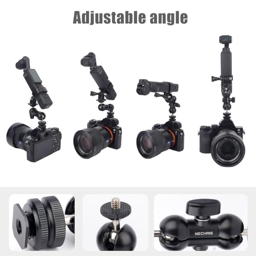 Cold Shoe Mount Expansion Adapter for DJI Osmo Pocket 3,Ajustable 360°Ball Head for DSLR Hot Shoe Mount,Vlogging and Dual Camera Setup