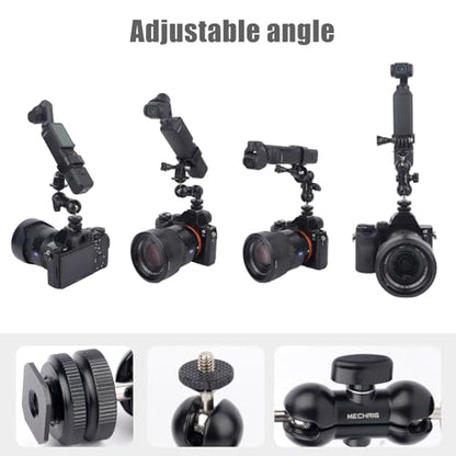 Cold Shoe Mount Expansion Adapter for DJI Osmo Pocket 3,Ajustable 360°Ball Head for DSLR Hot Shoe Mount,Vlogging and Dual Camera Setup
