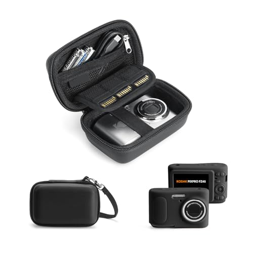 KODAK PIXPRO FZ45 Case Kit – Shockproof Drop-Resistant Hard Case + Silicone Cover, Organized Storage for Battery/SD Card, Anti-Scratch Dustproof, Slim Ergonomic Grip, Black - color: Black