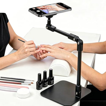 Magnetic Overhead Phone Mount for Nail, Adjustable Smartphone Holder for Desk, Stand for Cooking Videos, Content Creator, Live Streaming, Filming, Video Recording