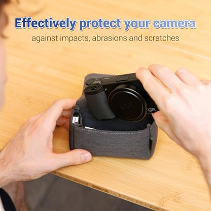 Compact Camera Case for Ricoh GR IV GR III SONY RX100 VII Lumix ZS99 | Lumix ZS99 ZS300 Canon SX740 G7X III Compatible, KODAK FZ45 FZ55 H35N Snapic A1 Compatible, Without Strap, Oxford fabric - color: Polyester Camera Case Dark Gray