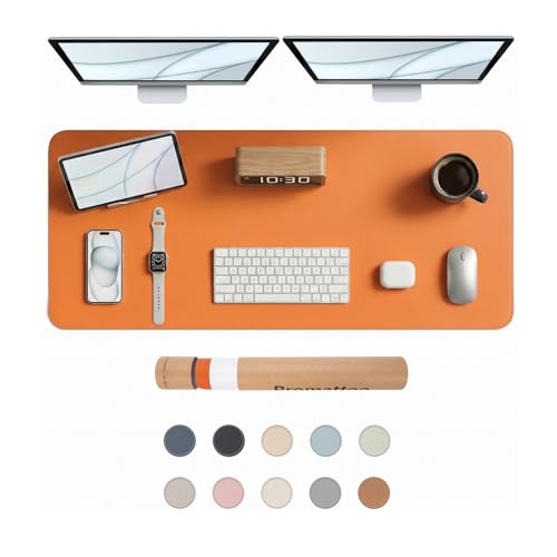 Large Desk Pad Non-Slip Desk Mat Protector for Keyboard Mouse Waterproof Vegan Leather Surface Faux Leather Laptop Mat Smooth Mouse Pad Premium Gift Tube Sunset Orange 47" X 17" - color: Sunset Orange, size: 47" x 17"