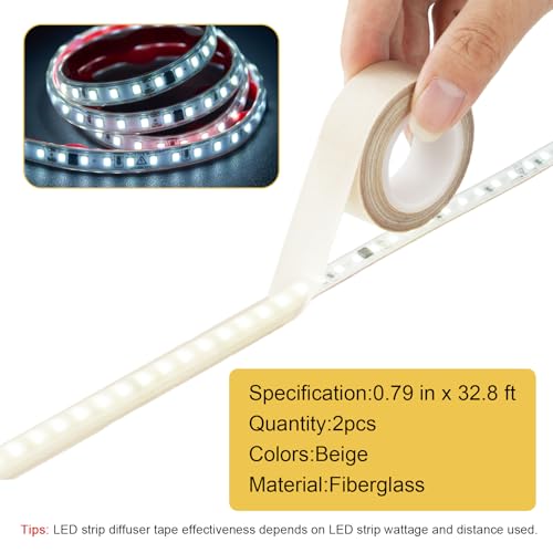 2PCS Light Dimming Tape 0.78inx32.8ft LED Light Strip Masking Tape for Moderate Light Blocking, Beige - color: Beige