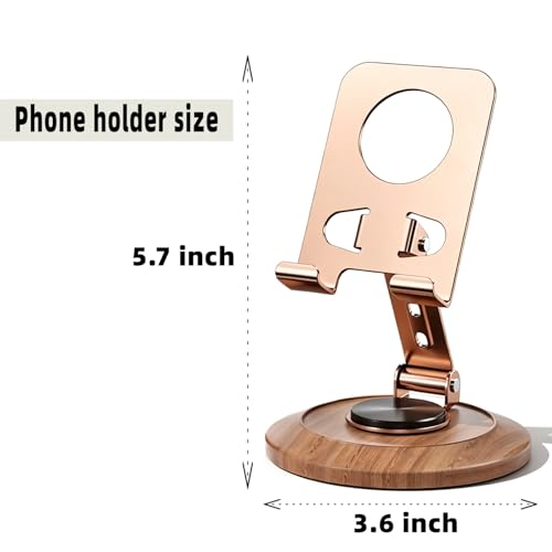 Adjustable Cell Phone Stand,360 Rotating Foldable Desktop | Cellphone Stand with Anti-Slip Base Portable Phone Holder for iPhone 17 16 15 14 13 Pro Max, All Smart Phones, iPad - color: Wood grain color