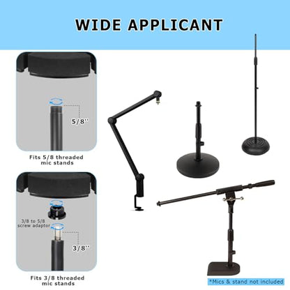 Multi Microphone Holder, Hold Up to 6 Microphones, Wired and Wireless Mic Holder for Stand, Aluminum, Black