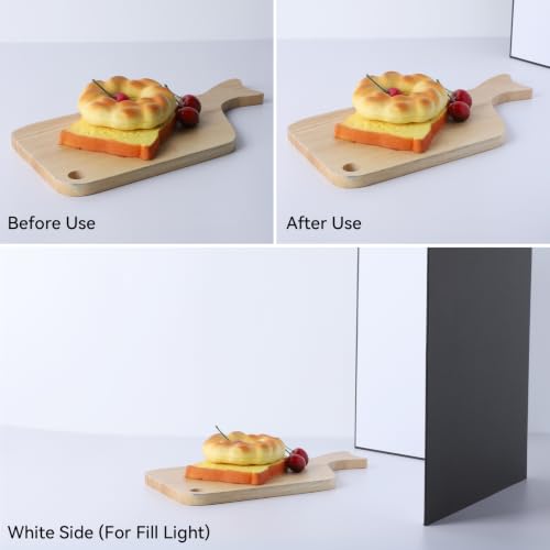 UTEBIT 3 in 1 Photography Reflector Cardboard, 17"x12" A3 Folding Light Diffuser Board for Still Life, Product and Food Photo Shooting Light Reflectors - Black, Silver and White