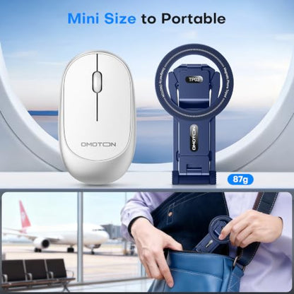 OMOTON TP03 [Ultra-Slim] for MagSafe Tripod, 360° Rotating Magnetic Phone Tripod for iPhone 17/16 Pro Max Air Women Men, Fold Cell Phone Stand with 1/4" Screw & Hook Fits Vlog, Live, Travel, Blue - color: Blue