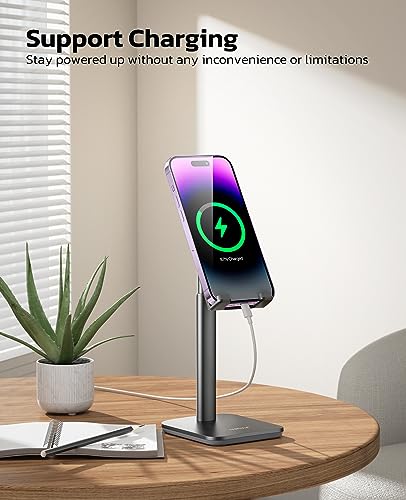 Nulaxy Phone Stand, Height Angle Adjustable Cell Phone Stand, Phone Holder for Desk Compatible with Phone 16 15 14 13 12 Mini 11 Pro Xs Max Xr X 8 7 6 6s Plus, All Smartphones (4-8 inches) - Black