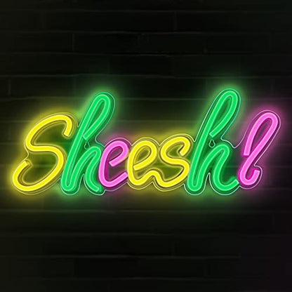Lumoonosity Sheesh Neon Sign - Meme Sheesh Led Neon Lights for Gamers/Streamers/Influencers - Cool Sheesh Led Signs with On/Off Switch for Wall, Bedroom, Game Room Decor - 18.5 x 7.1-Inch - style: SHEESH