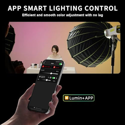 S200BPro 200W COB LED Video Light, 310W Max Bi-Color Light | 2700K-6500K, 39,000 Lux@1m, CRI97+ TLCI99+ for Photography Video YouTube Live Streaming, Smart App Control - size: S200BPro