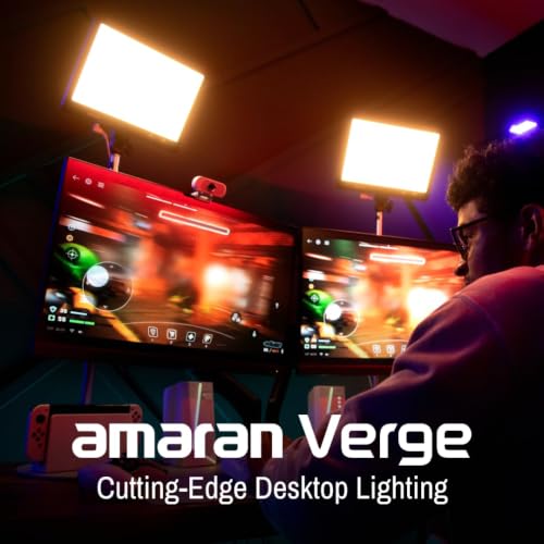 Amaran Verge Bi-Color Edge-Lit LED Panel, 2700K–6500K, USB-C PD (Charcoal) | RG0 Eye Comfort, Soft Even Light, Front Knobs, amaran App and Stream Deck Control, Flexible Mounting