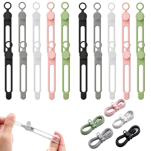 Data Cable Organizer Ties, Silicone Cable Straps Cord Organizer For Bundling Earphone, Charger Wire, Computer Cords, Reusable Cable Ties Wire Organizer In Home,Kitchen (20PCS-A) - color: 20pcs-a
