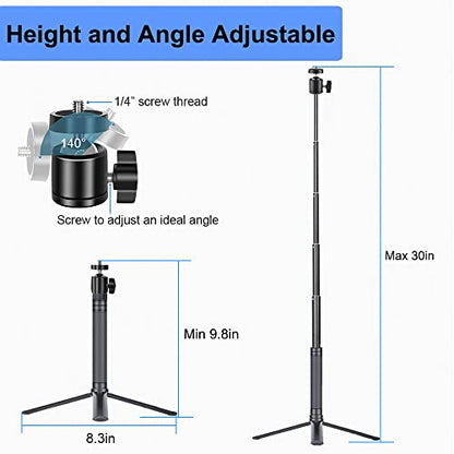 JCWINY 30" Tall Webcam Stand Tripod Extendable Desktop Tabletop Webcam Tripod Web camera Mount Aluminum Desk Tripods Stand for Logitech Brio Webcams C925e C922x C930e C922 C930 C920 C615 iPhone Camera