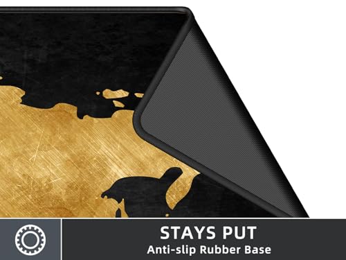 Rinaze Mouse Pad Desk Mat, Multifunctional Large Gaming Mousepad, Office Desk Pad with Washable Durable Design, Keyboard Pad in Black World Map - color: Dark Grey