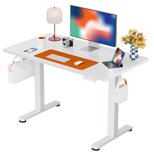 ErGear Height Adjustable Electric Standing Desk, 44 x 24 Inches Sit Stand up Desk, Memory Computer Home Office Desk, White - color: White, size: 43.3 X 23.6 Inches