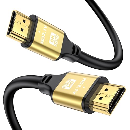 Short Hdmi Cable 1.5FT, 8K@60Hz 4K@120Hz, 48 Gbps Ultra High Speed Hdmi 2.1 cord with Gold-plated Connectors, Aluminum Shell, for Monitor, Laptop, TV, soundbar, PS5, Xbox, Gaming Console(GOLD) - size: 1.5FT