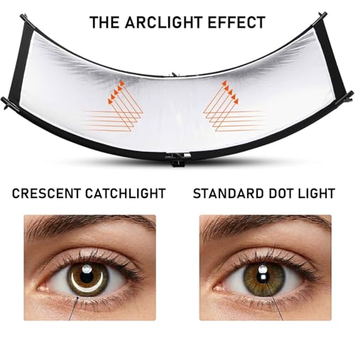 Curved Reflector, 71x24 Clamshell Light Reflector Kit with 4-in-1 Fabric (Silver/Gold/White/Black) & 28" Desktop Light Stand, Storage Bag, U-Shape Arclight for Portrait, Studio Photography
